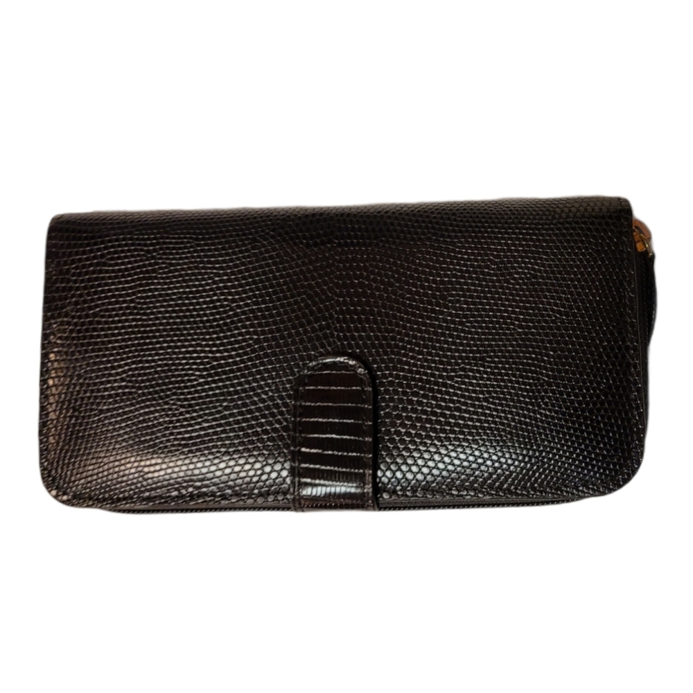 W. H. Petronela Lizard Zip Around Wallet